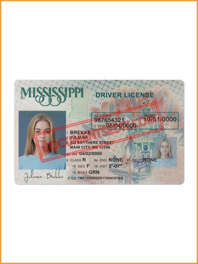 Mississippi Driver License new Template