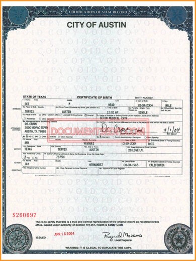 Texas Birth Certificates