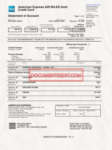 American Express AIR MILES Gold Credit Card