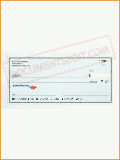 Bank of America Bank Check