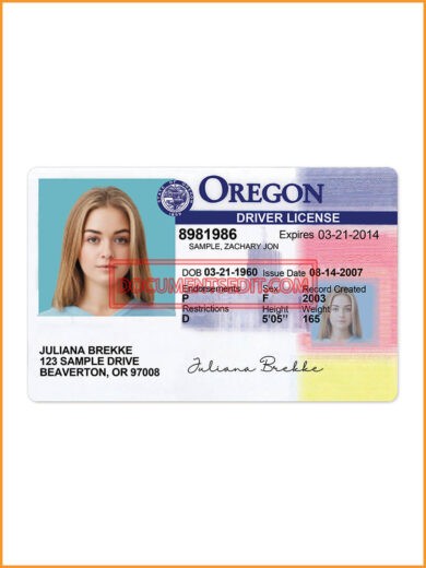 Oregon Drivers License Template Front 1
