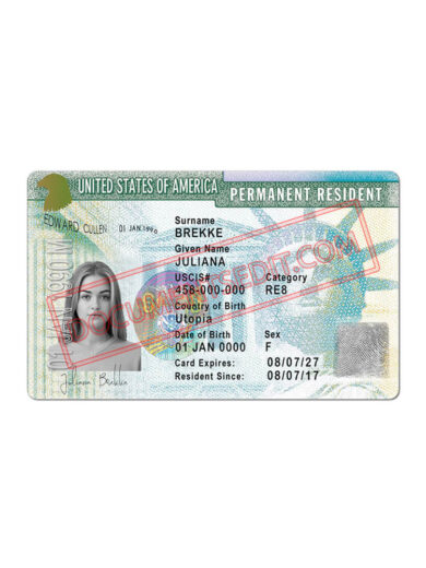 USA Permanent Resident Card PSD Template Front