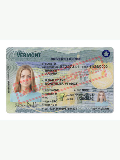 Vermont Driver License Template New f